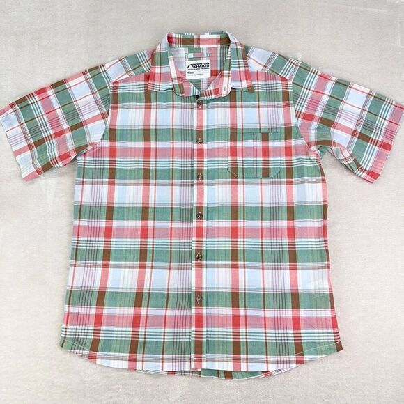 Mountain Khakis Shirt Mens Medium Green Red Tartan Plaid SS Hiking Button Up - Picture 2 of 8